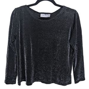 Joan Walters Vintage Shimmery Black Long Sleeve Top ✨